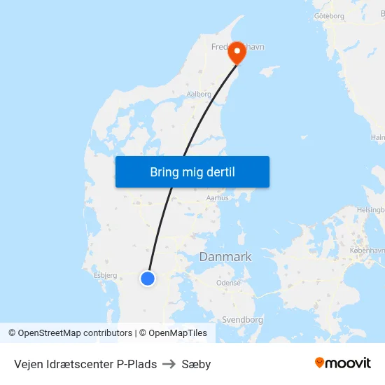 Vejen Idrætscenter P-Plads to Sæby map