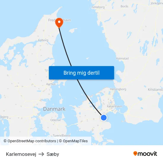 Karlemosevej to Sæby map