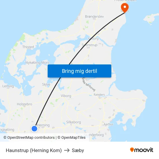 Haunstrup (Herning Kom) to Sæby map