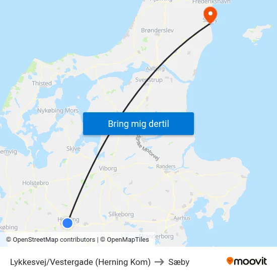 Lykkesvej/Vestergade (Herning Kom) to Sæby map