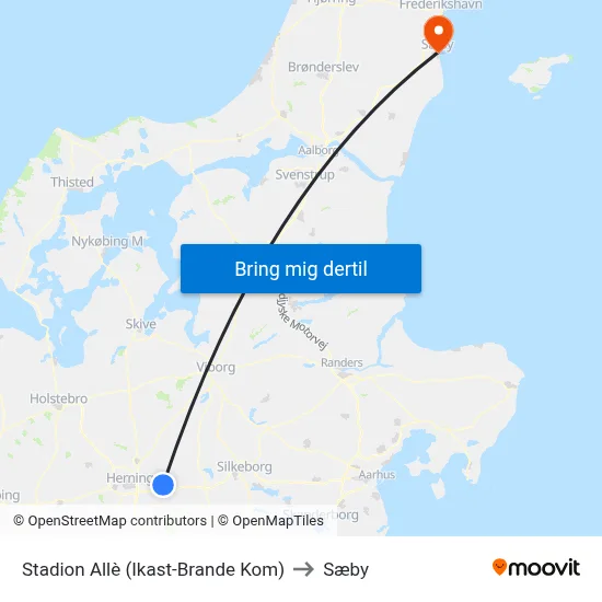 Stadion Allè (Ikast-Brande Kom) to Sæby map