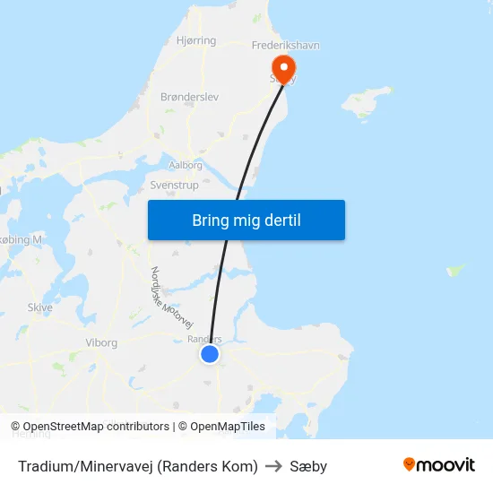 Tradium/Minervavej (Randers Kom) to Sæby map
