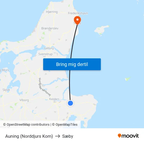 Auning (Norddjurs Kom) to Sæby map