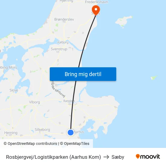 Rosbjergvej/Logistikparken (Aarhus Kom) to Sæby map