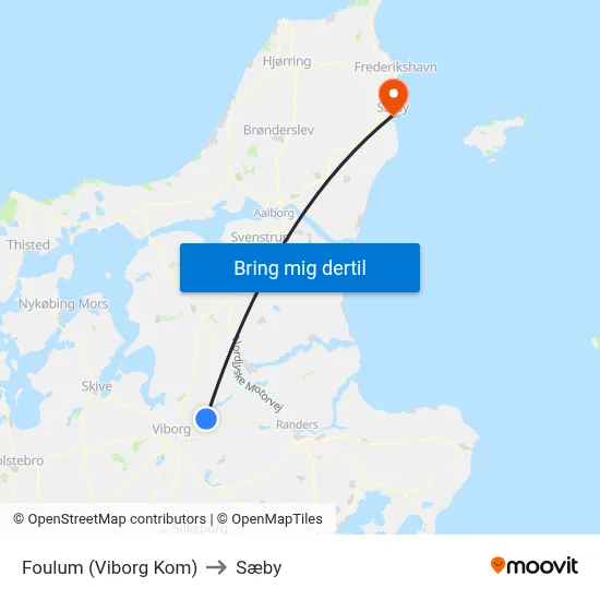 Foulum (Viborg Kom) to Sæby map