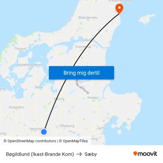 Bøgildlund (Ikast-Brande Kom) to Sæby map