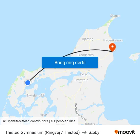 Thisted Gymnasium (Ringvej / Thisted) to Sæby map