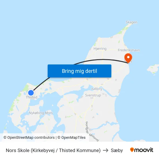 Nors Skole (Kirkebyvej / Thisted Kommune) to Sæby map