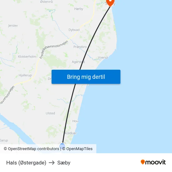 Hals (Østergade) to Sæby map