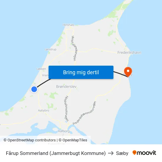 Fårup Sommerland (Jammerbugt Kommune) to Sæby map