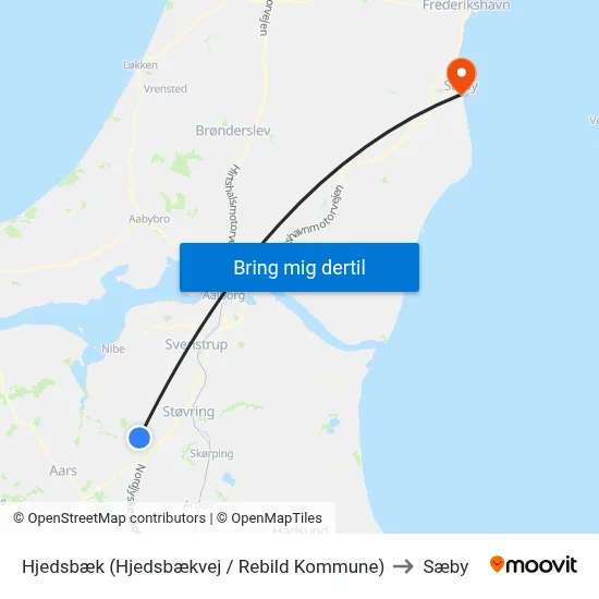 Hjedsbæk (Hjedsbækvej / Rebild Kommune) to Sæby map