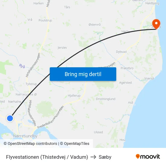 Flyvestationen (Thistedvej / Vadum) to Sæby map
