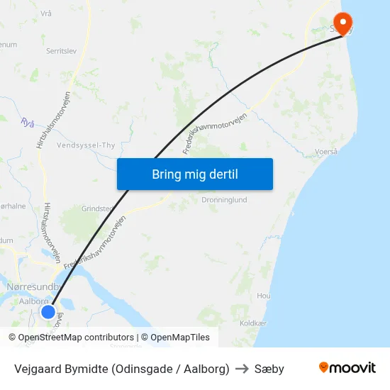 Vejgaard Bymidte (Odinsgade / Aalborg) to Sæby map