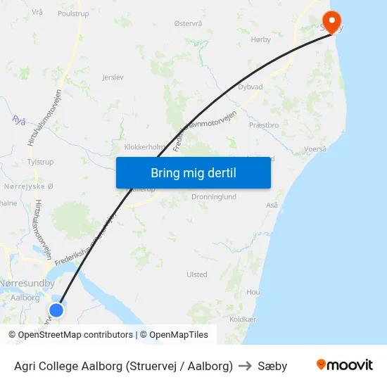 Agri College Aalborg (Struervej / Aalborg) to Sæby map