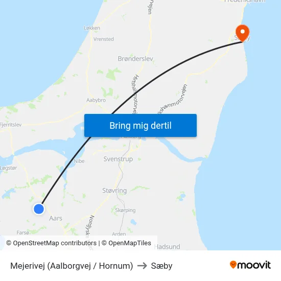 Mejerivej  (Aalborgvej / Hornum) to Sæby map