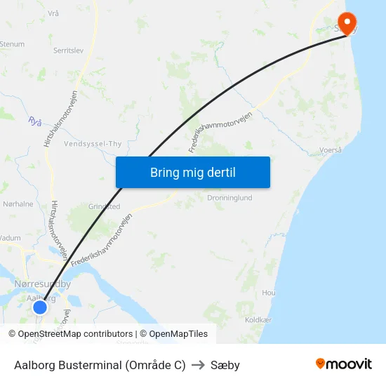 Aalborg Busterminal (Område C) to Sæby map