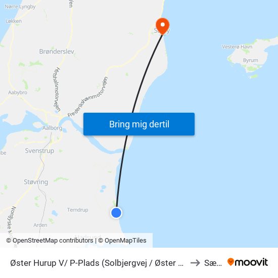 Øster Hurup V/ P-Plads (Solbjergvej / Øster Hurup) to Sæby map