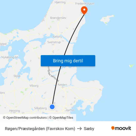 Røgen/Præstegården (Favrskov Kom) to Sæby map