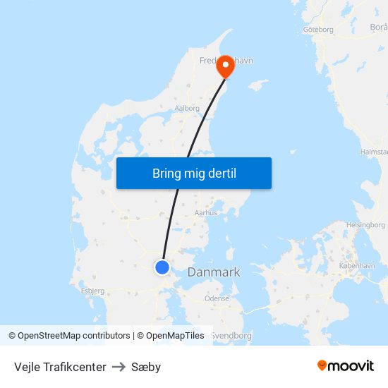 Vejle Trafikcenter to Sæby map