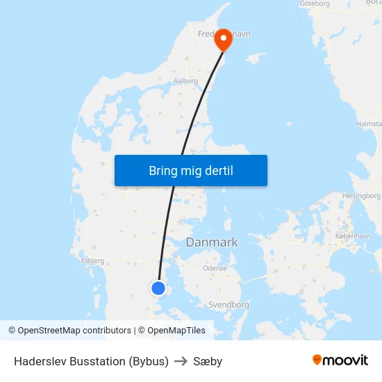 Haderslev Busstation (Bybus) to Sæby map