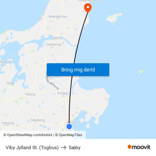 Viby Jylland St. (Togbus) to Sæby map