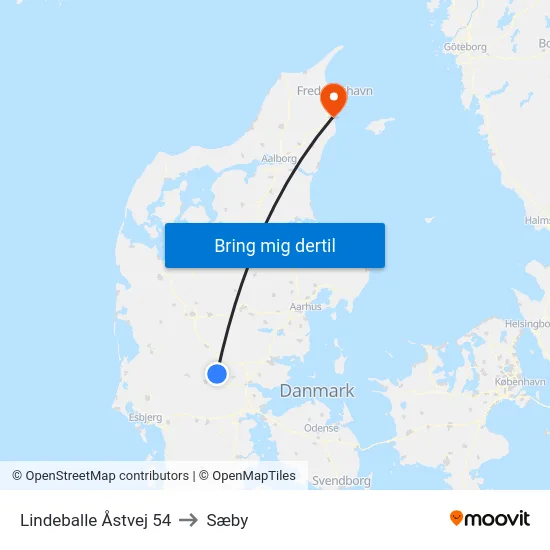Lindeballe Åstvej 54 to Sæby map