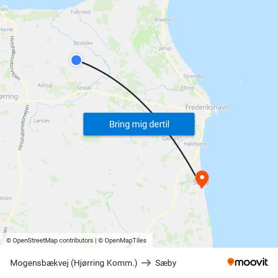 Mogensbæk (Mogensbækvej / Hjørring Kommune) to Sæby map