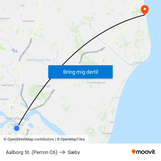 Aalborg St. (Perron C6) to Sæby map