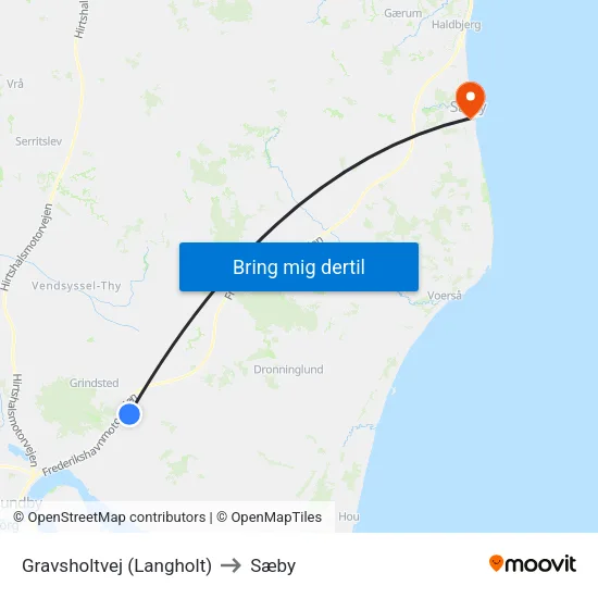 Gravsholtvej (Langholt) to Sæby map