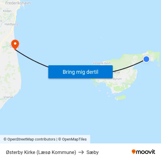 Østerby Kirke (Læsø Kommune) to Sæby map