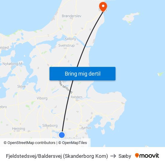 Fjeldstedsvej/Baldersvej (Skanderborg Kom) to Sæby map