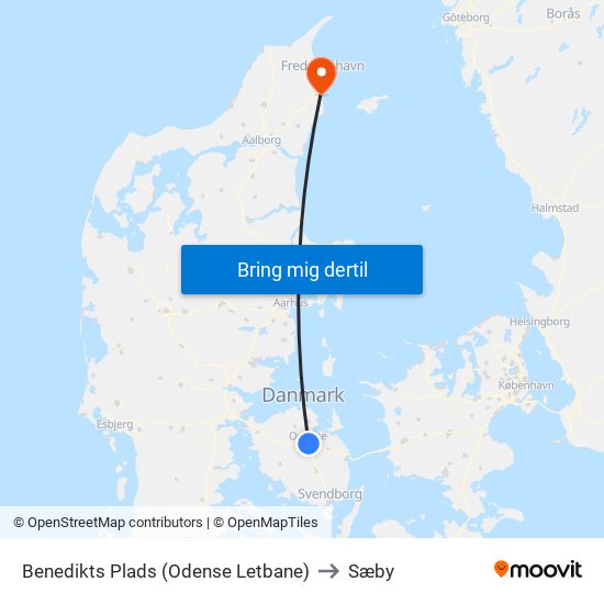 Benedikts Plads (Odense Letbane) to Sæby map