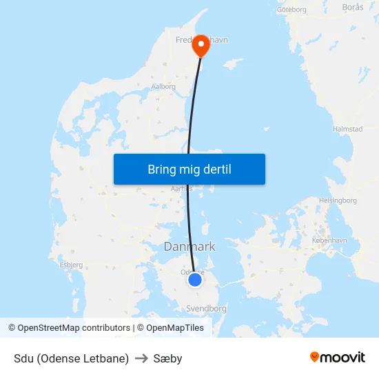 Sdu (Odense Letbane) to Sæby map
