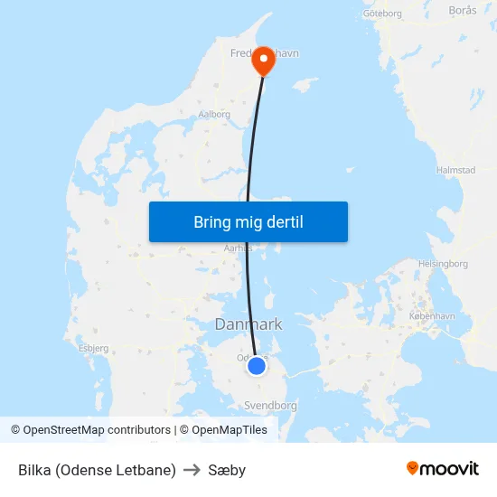 Bilka (Odense Letbane) to Sæby map