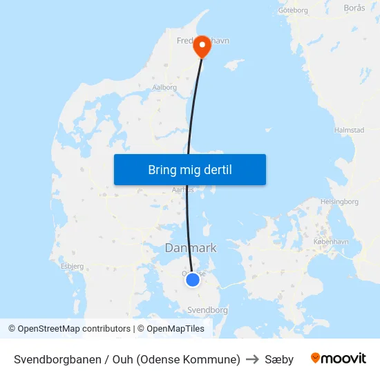 Svendborgbanen / Ouh (Odense Kommune) to Sæby map