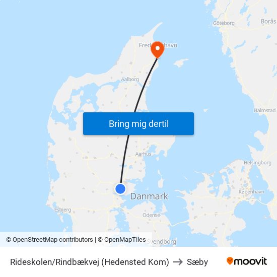 Rideskolen/Rindbækvej (Hedensted Kom) to Sæby map