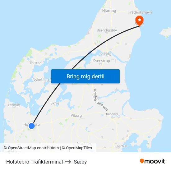 Holstebro Trafikterminal to Sæby map