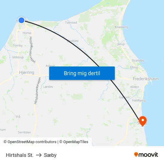 Hirtshals St. to Sæby map