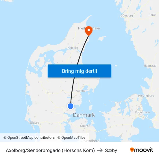 Axelborg/Sønderbrogade (Horsens Kom) to Sæby map