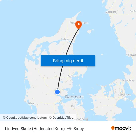 Lindved Skole (Hedensted Kom) to Sæby map