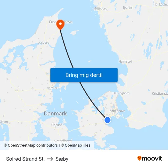 Solrød Strand St. to Sæby map