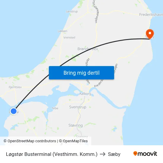 Løgstør Busterminal (Vesthimm. Komm.) to Sæby map