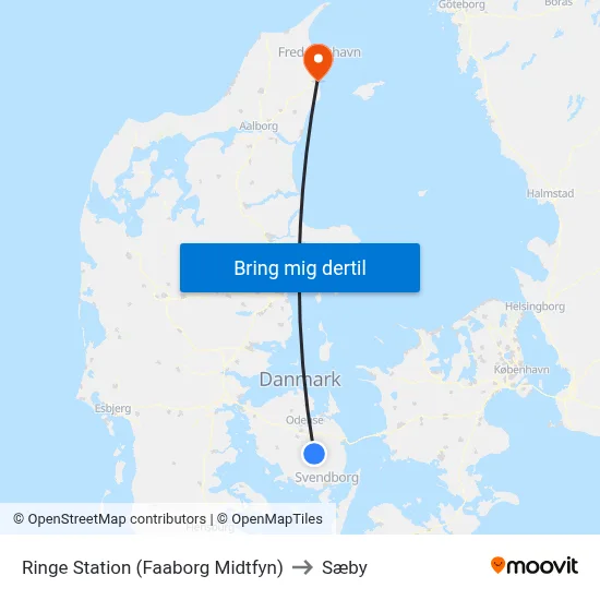 Ringe Station (Faaborg Midtfyn) to Sæby map