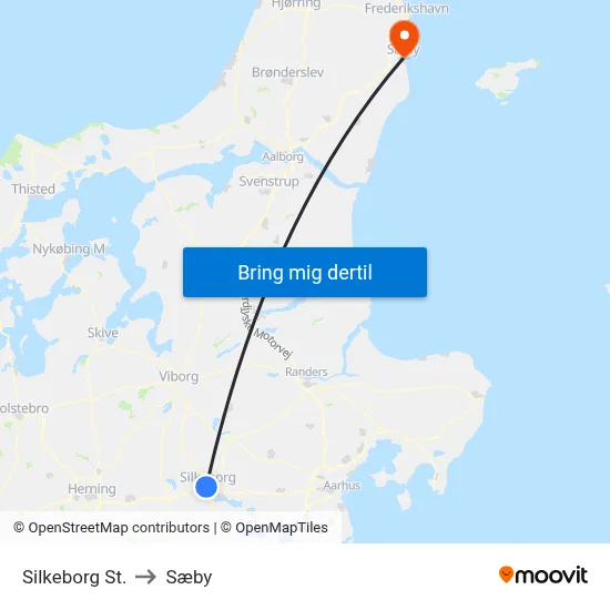 Silkeborg St. to Sæby map