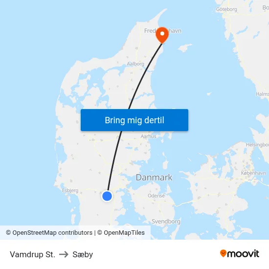 Vamdrup St. to Sæby map