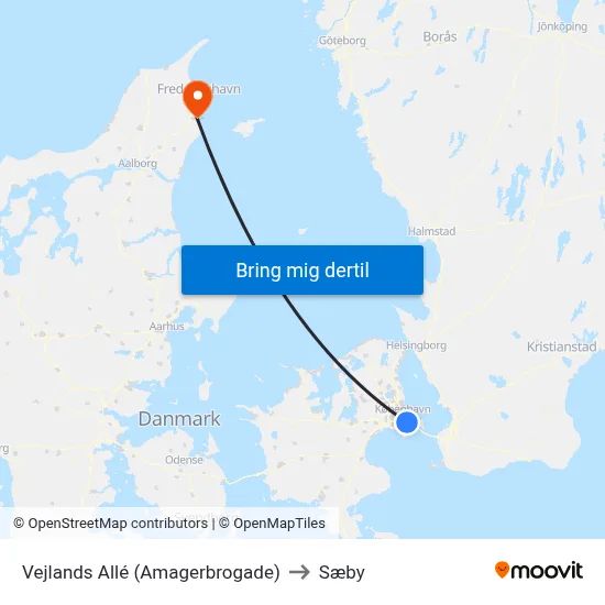Vejlands Allé (Amagerbrogade) to Sæby map