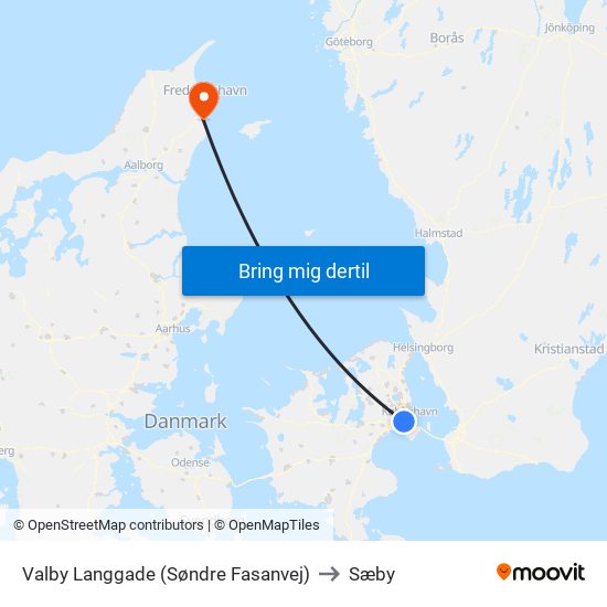 Valby Langgade (Søndre Fasanvej) to Sæby map