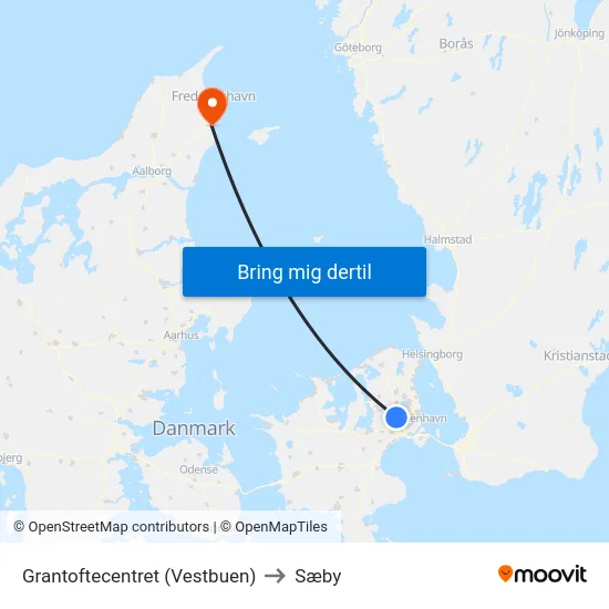 Grantoftecentret (Vestbuen) to Sæby map
