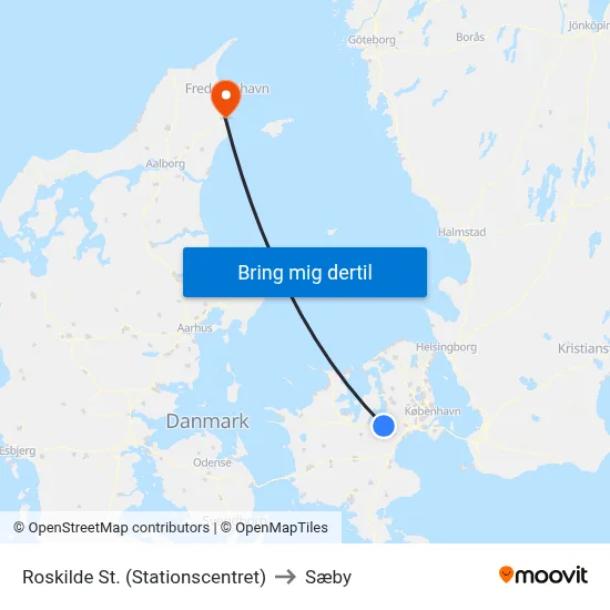 Roskilde St. (Stationscentret) to Sæby map