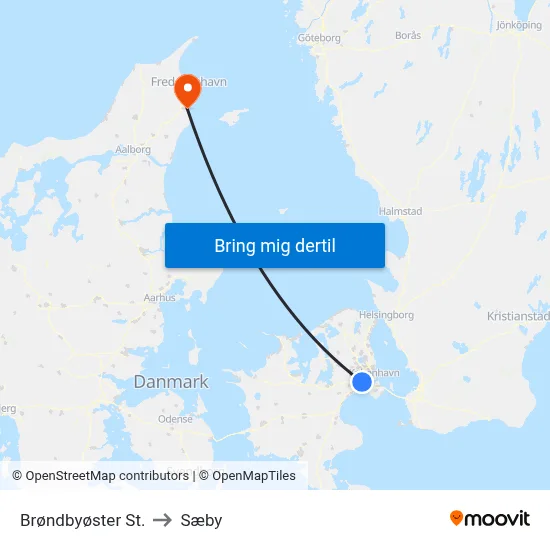 Brøndbyøster St. to Sæby map